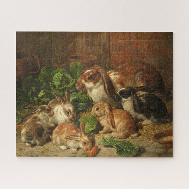 A Family of Rabbits by Alfred Richardson Barber Jigsaw Puzzle (Horizontal)