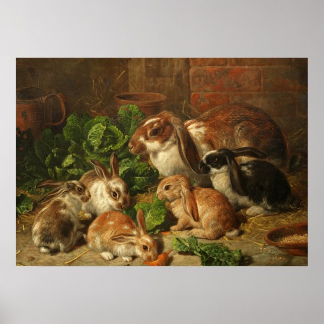 A Family of Rabbits by Alfred Richardson Barber Poster (Front)