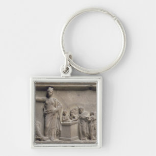 A family sacrificing a bull to Asclepius Keychain