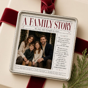 A Family Story Personalized Family Photo Christmas Metal Ornament