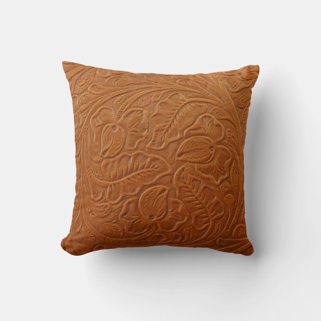 A fancy tan brown light coloured background made o throw pillow (Front)