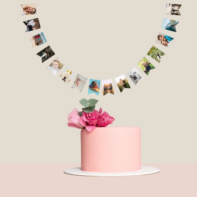 À Fanions 16 photos personnelles bannière personnalisée fami (elegant modern photo bunting for a birthday party)