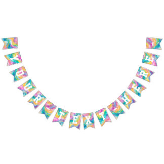 À Fanions Bannière arc-en-ciel et or