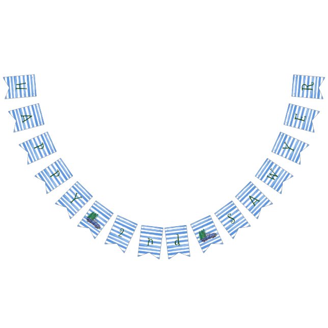 À Fanions Bannière blanche bleue d'anniversaire de rayure de (Tout)