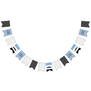 À Fanions Bannière bleue de moustache et noire orientée de