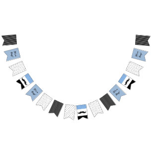 À Fanions Bannière bleue de moustache et noire orientée de