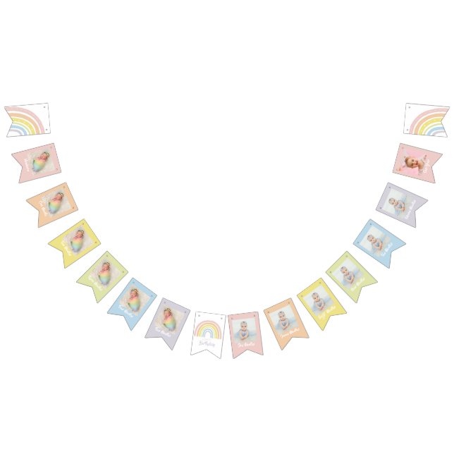 À Fanions Bannière d'anniversaire Boho Rainbow | Premier ann (Tout)