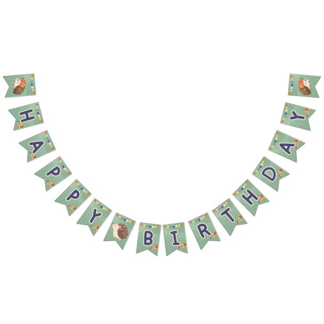 À Fanions Bannière d'anniversaire joyeux de mignonne hérisso (Tout)