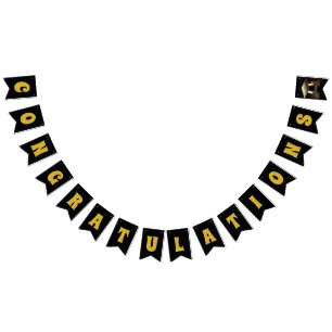 À Fanions Bannière de Bunting Black & Gold "Félicitations"