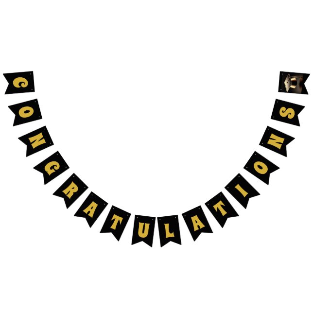 À Fanions Bannière de Bunting Black & Gold "Félicitations" (Tout)