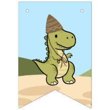 Bannière de bunting d'anniversaire de dinosaure pe