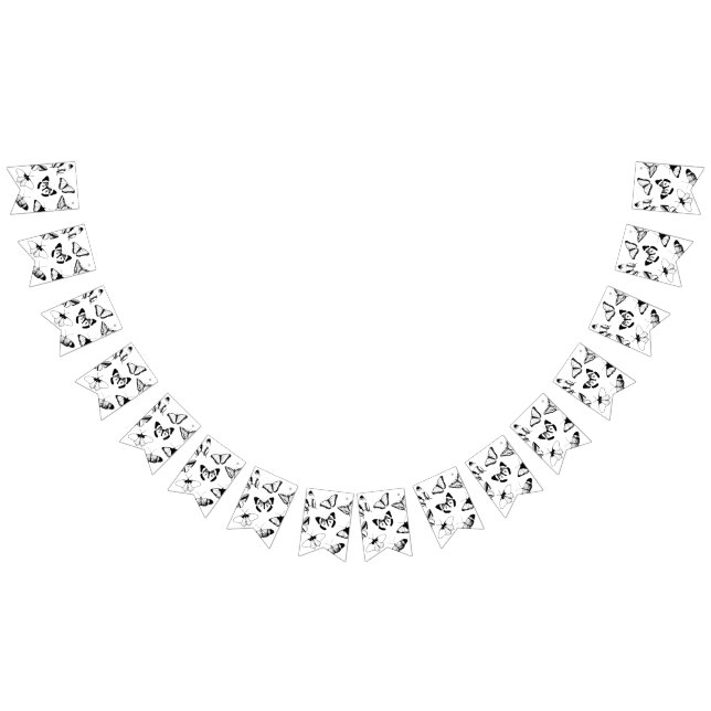 À Fanions Bannière Mariage de bruyères noires et blanches (Tout)