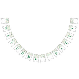 À Fanions Bienvenue Retour Bannière Green Gold Confetti