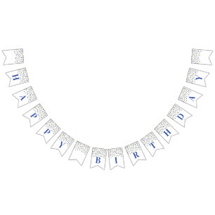 À Fanions Bonne bannière d'anniversaire Blue Gold Confetti