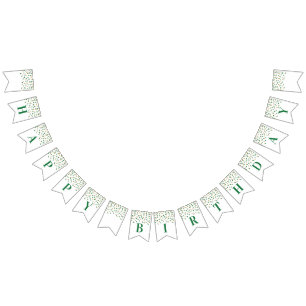 À Fanions Bonne Bannière d'anniversaire Green Gold Confetti