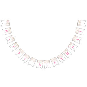 À Fanions Bonne bannière d'anniversaire Pink Gold Confetti