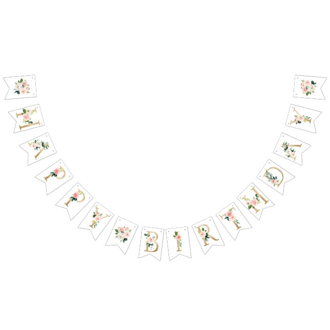 À Fanions Floral Joyeux Anniversaire Drapeaux, Bannière (Tout)