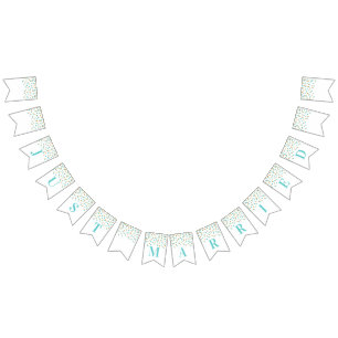 À Fanions Juste confettis bleu-clair mariés d'or de bannière