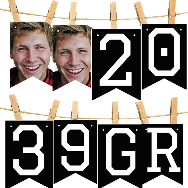 À Fanions Photo Collage Année Gradué Black Party Bannière (Créateur téléchargé)