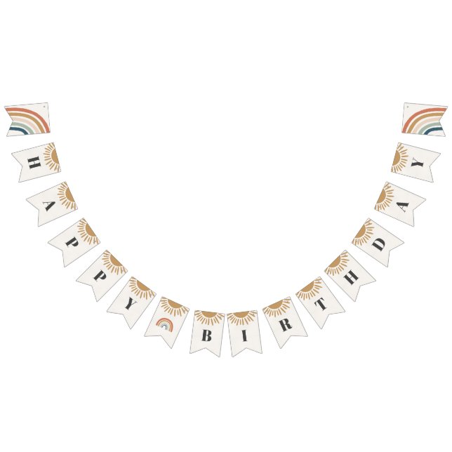 À Fanions sunshine boho heureux anniversaire bannière (Tout)