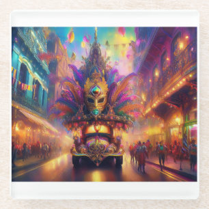 A Fantasy Look At A Mardi Gras Parade Glass Coaster