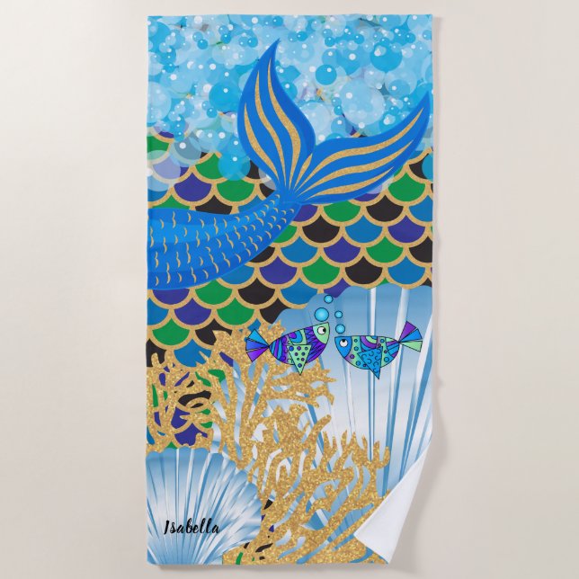 A Fantasy Mermaid  🧜‍♀️ Life Beach Towel (Front)