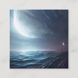 A fantasy place with big glowing moon square business card
