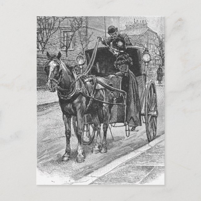 A Fare for a Hansom Cab Driver Postcard (Front)