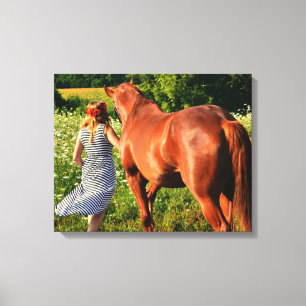 A Farm Girl And Her Horse Gallery Wrapped Canvas