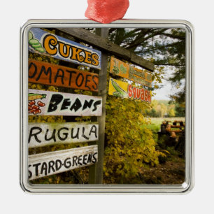 A farm stand in Holderness, New Hampshire. Metal Ornament