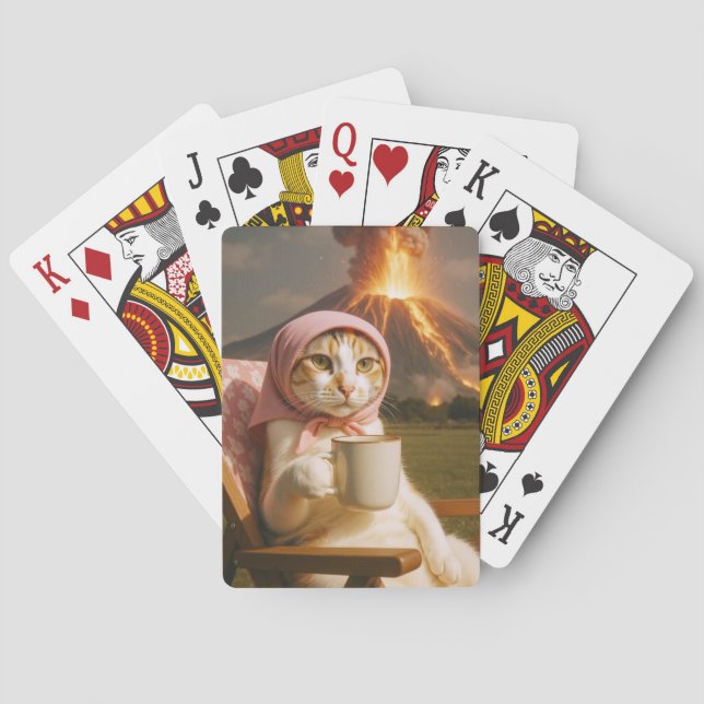 A Farmer Cat with Volcano Cards (Back)