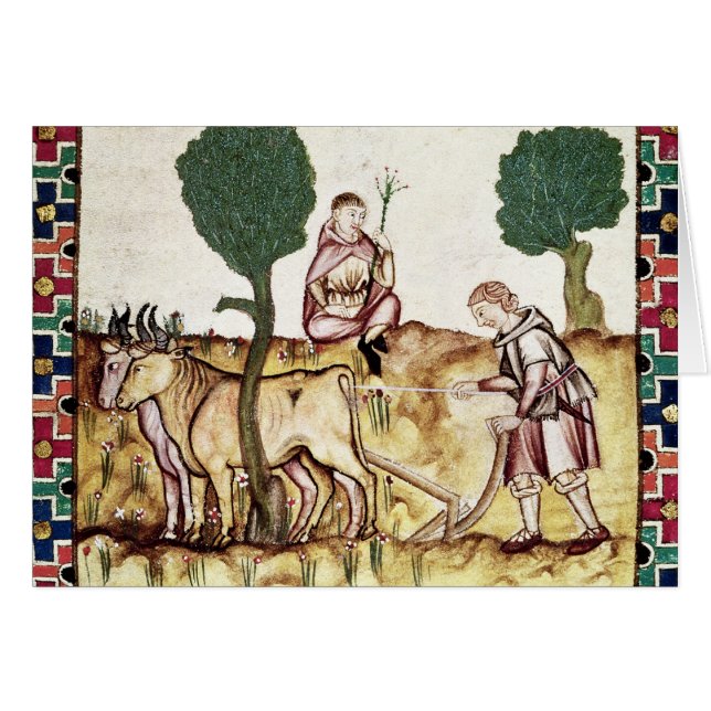 A farmer teaching his son to plough a field (Front Horizontal)