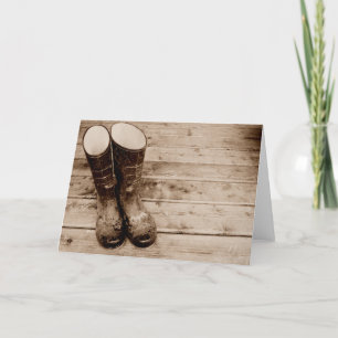 A Farmer's Muddy Rubber Boots Card