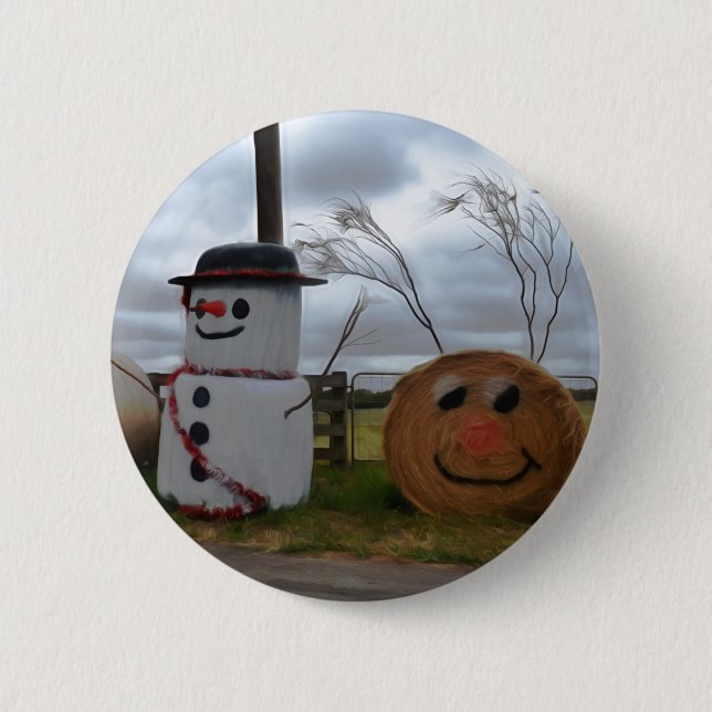A Farmhouse Christmas Badge 2 Inch Round Button (Front)