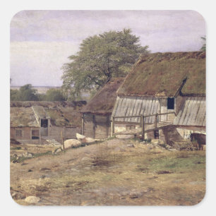A Farmhouse in Sweden, 1834 Square Sticker