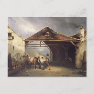 A Farrier shoeing a Horse Postcard