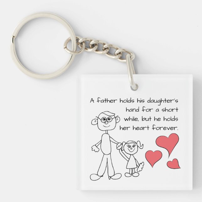 A Father Holds His Daughter's Hand Keychain (Front)