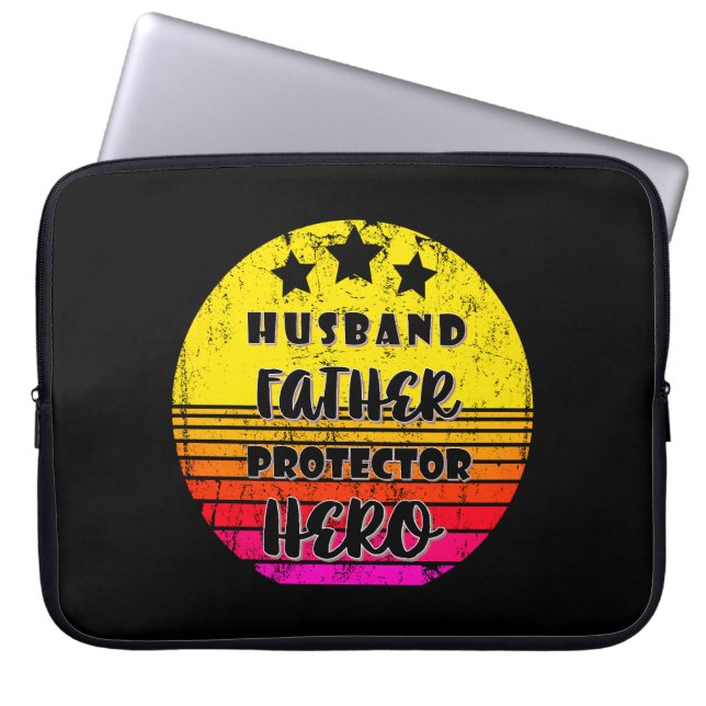 A FATHER IS PROTECTOR AND HERO. LAPTOP SLEEVE (Front)