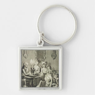 A Father Reading to his Family by Candlelight, eng Keychain