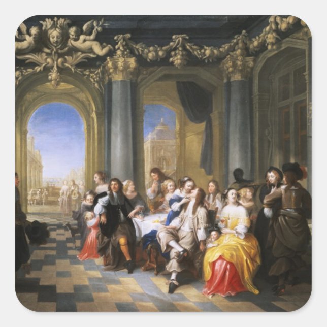 A Feast in an Interior Square Sticker (Front)
