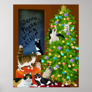A Feline Family Christmas Poster