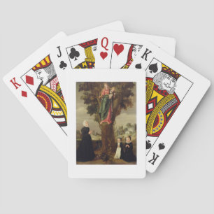A Female Donor with her Two Daughters Kneeling in Playing Cards