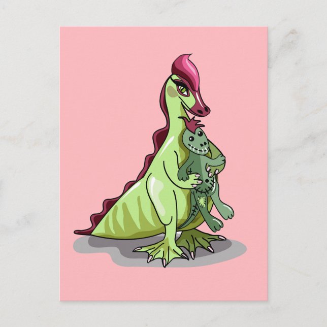 A Female Hadrosaurus Holding A Doll. Postcard (Front)