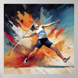 A female javelin athlete. poster