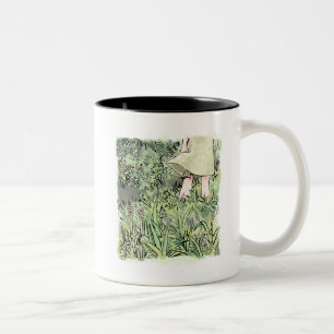 a female water color illustration standing on a fr Two-Tone coffee mug