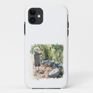 a female water color illustration walking along a iPhone 11 case