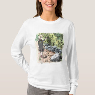 a female water color illustration walking along a T-Shirt