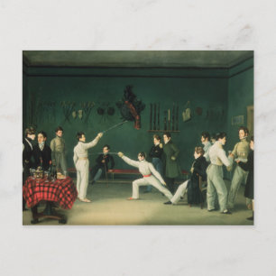 A Fencing Scene, 1827 Postcard