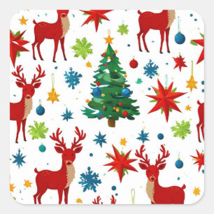 A Festive Christmas Pattern Digital Art Square Sticker