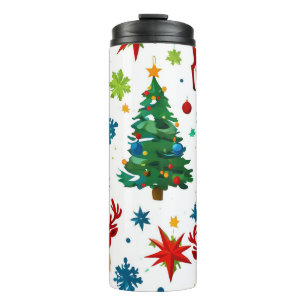 A Festive Christmas Pattern Digital Art Thermal Tumbler